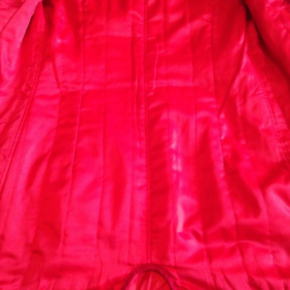 Vintage Mid-Length Genuine Leather Red Coat - Picture 5 of 10